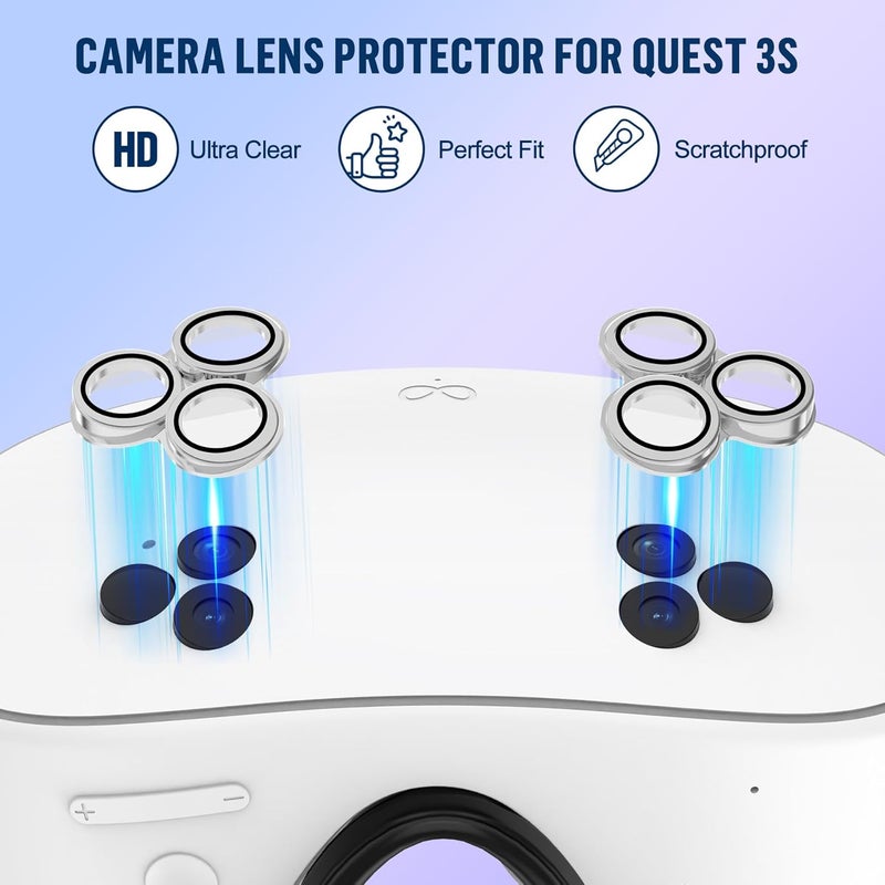 ms cleo Silicone Cover Set Compatible with Meta/Oculus Quest 3s Accessories, Silicone Face Cover, Controller Grip Cover, Camera Lens Protector, VR Shell Cover, Protective Lens Cover, Not Fit Quest 3 - Image 3